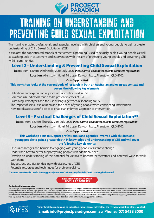 Training on Understanding and Preventing Child Sexual Exploitation Event Flyer