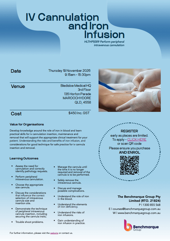 IV Cannulation and Iron Infusion Event Flyer